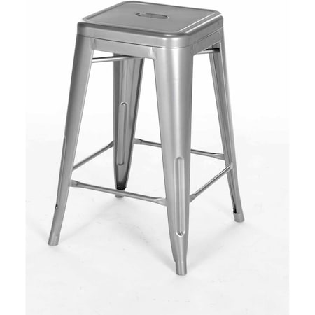 Interion By Global Industrial Interion 24inH Steel Counter Height Stool, Silver, 4PK 695725-24-GY
